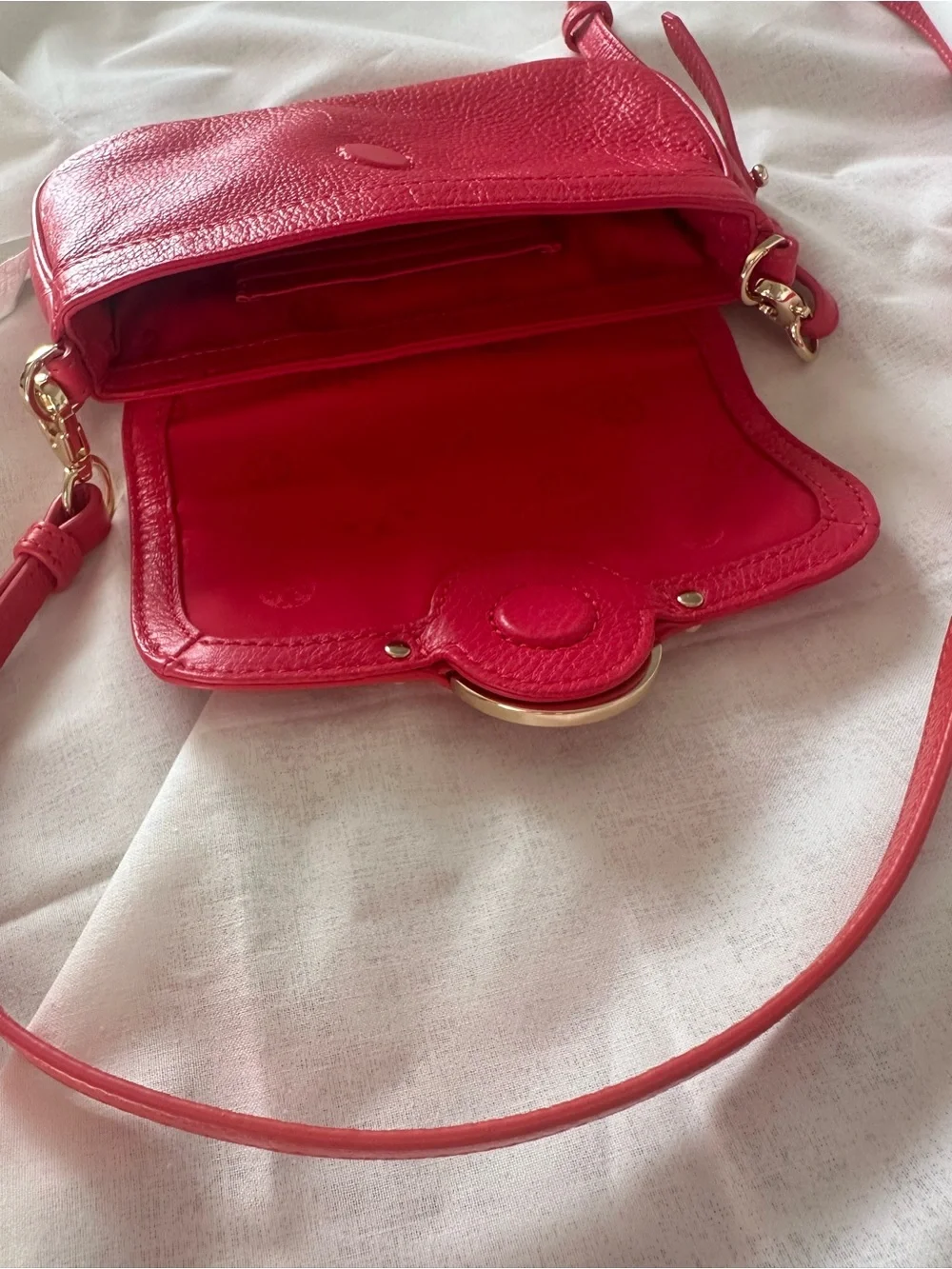 Tory Burch Amanda Mini Leather Crossbody Bag Coral
